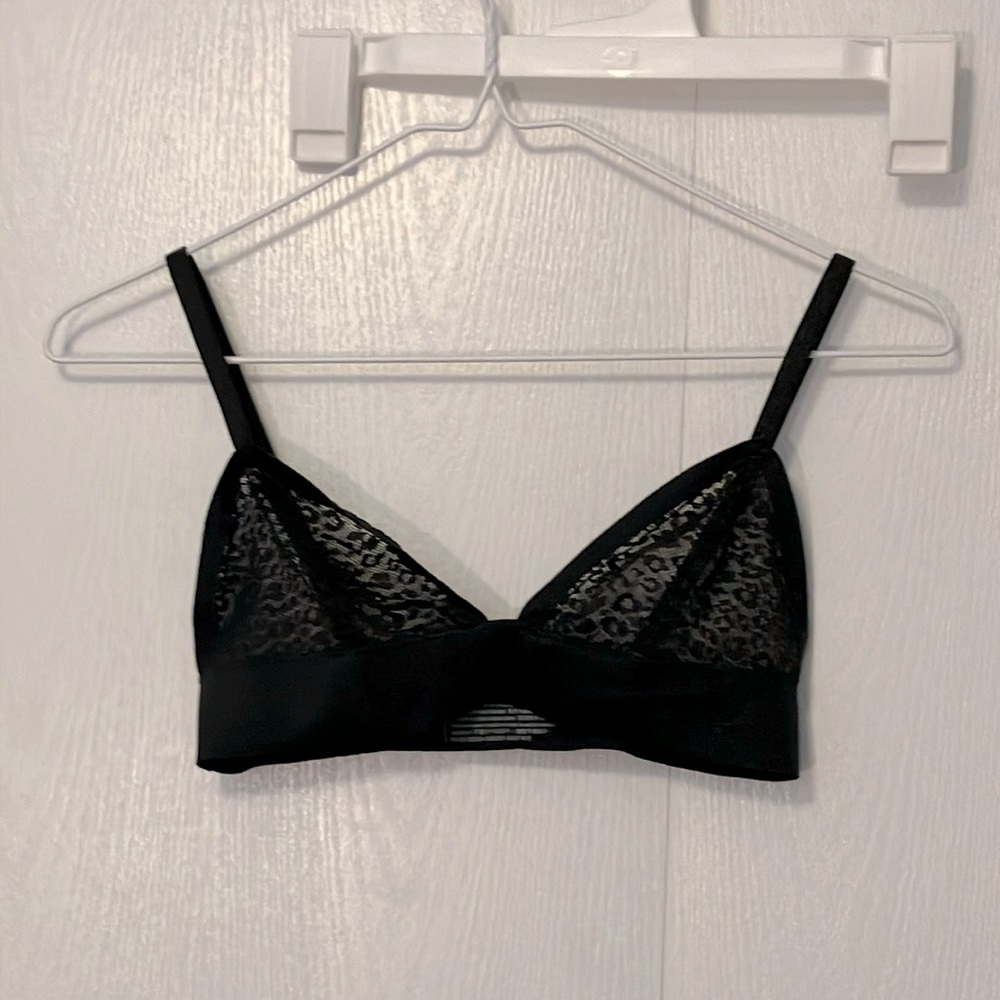 Black lace cheetah print bralette lingerie